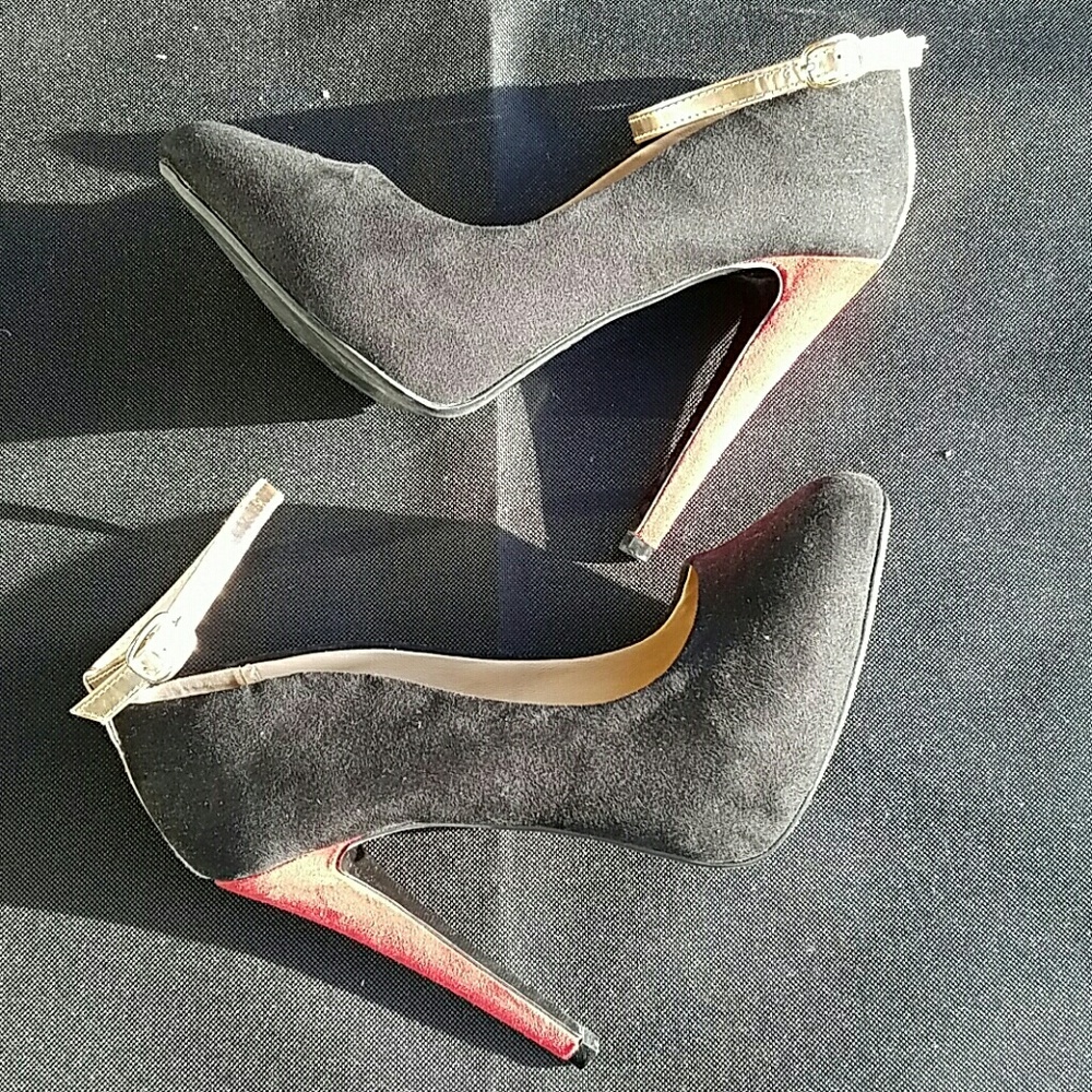 Zara Black Ankle Strap Suede Shoes - Picture 2 of 8